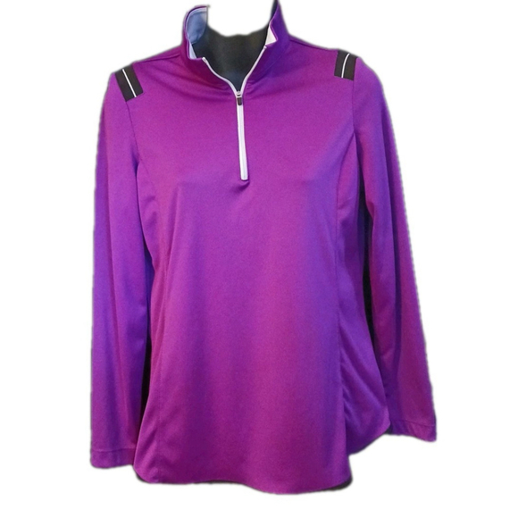 Greg Norman Tops - GREG NORMAN Womens Medium Black Purple Playdry 1/4 Zip Athletic Top